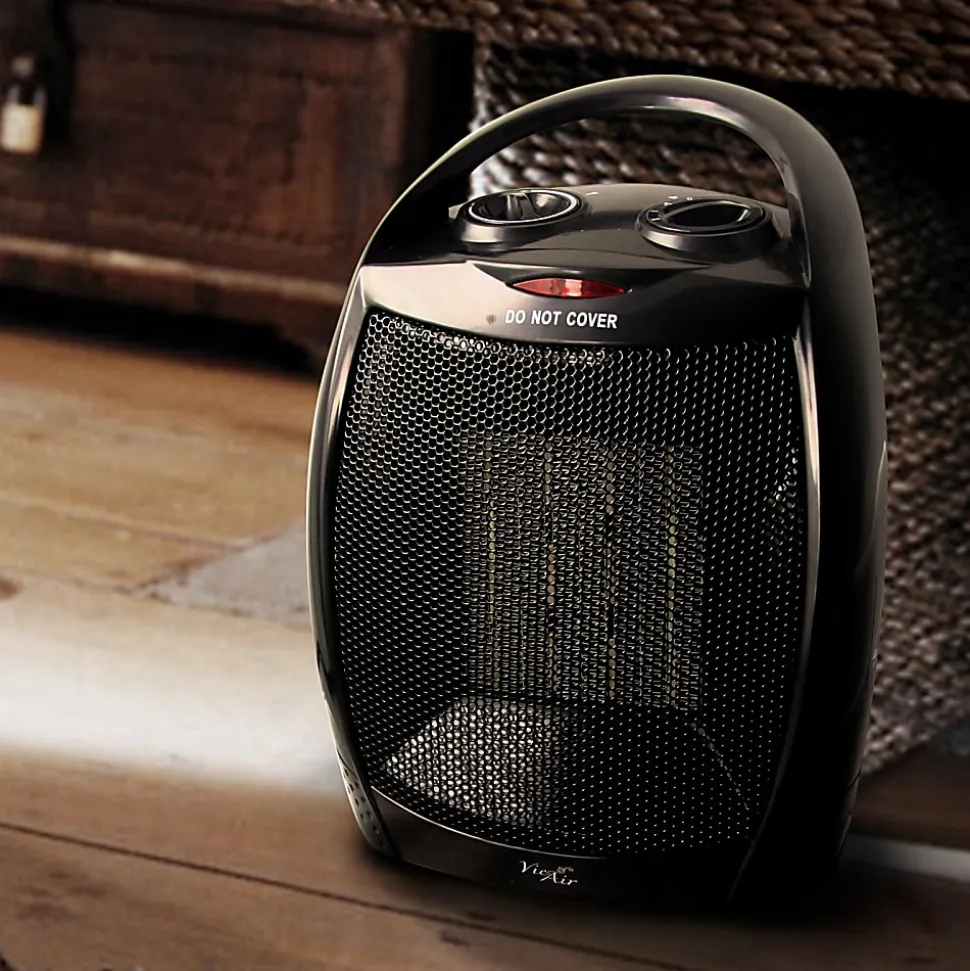 Vie Air 1500W Portable Ceramic Heater, 5-3/4"H x 7"W x 10"D, Black