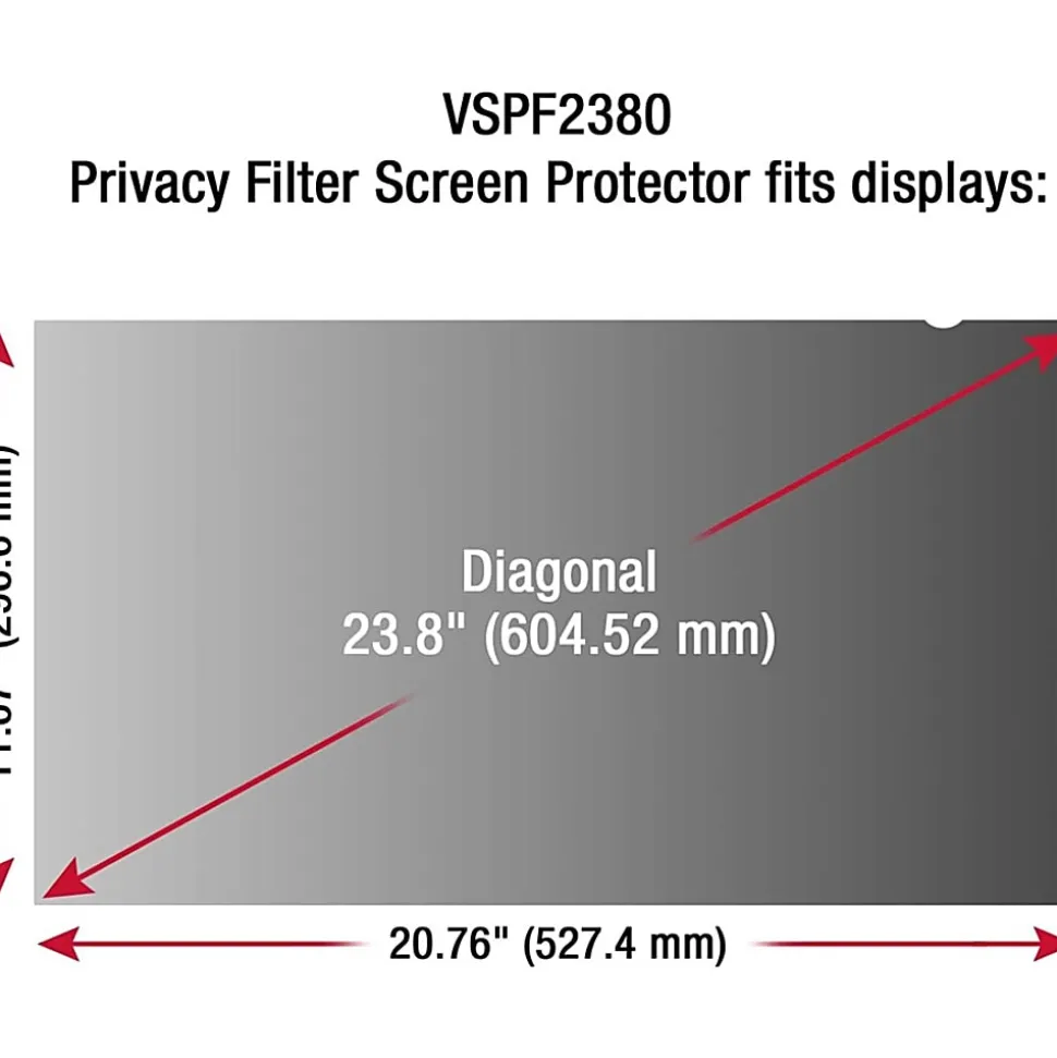 ViewSonic 23.8" Privacy Filter Screen Protector for Widescreen (16:9) LCD Monitor