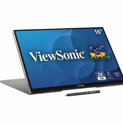 ViewSonic TD1656-2K 16 Inch WQXGA 1600p IPS Touchscreen Portable Monitor with 2 Way Powered 65W USB C, and Buil - TD16562K
