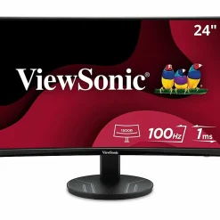 ViewSonic VA2416C 24 Inch Full HD 1080p Frameless Curved Monitor with Variable Refresh Rate, Eye Care, HDMI, and DisplayPort Inputs  - VA2416C