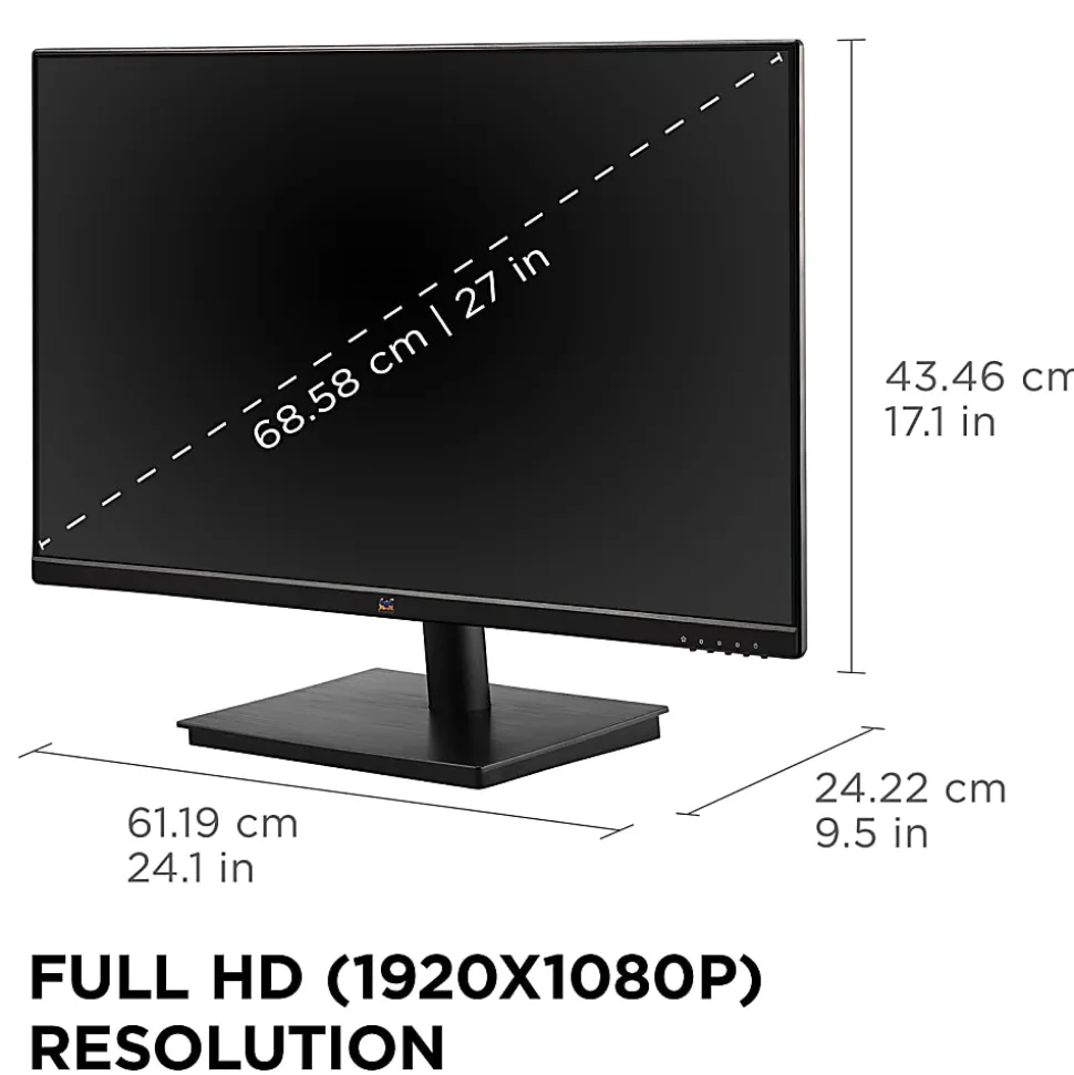 ViewSonic VA2709M 27 Inch IPS Full HD 1080p Monitor with 100Hz, Thin Bezels, Eye Care, HDMI, VGA Inputs - VA2709M