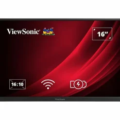 ViewSonic VG1656N 16 Inch 1200p IPS Wireless Portable Monitor with 2 Way Powered 60W USB C, Built-in 4000 mAh Battery and Stand with Smart Cover