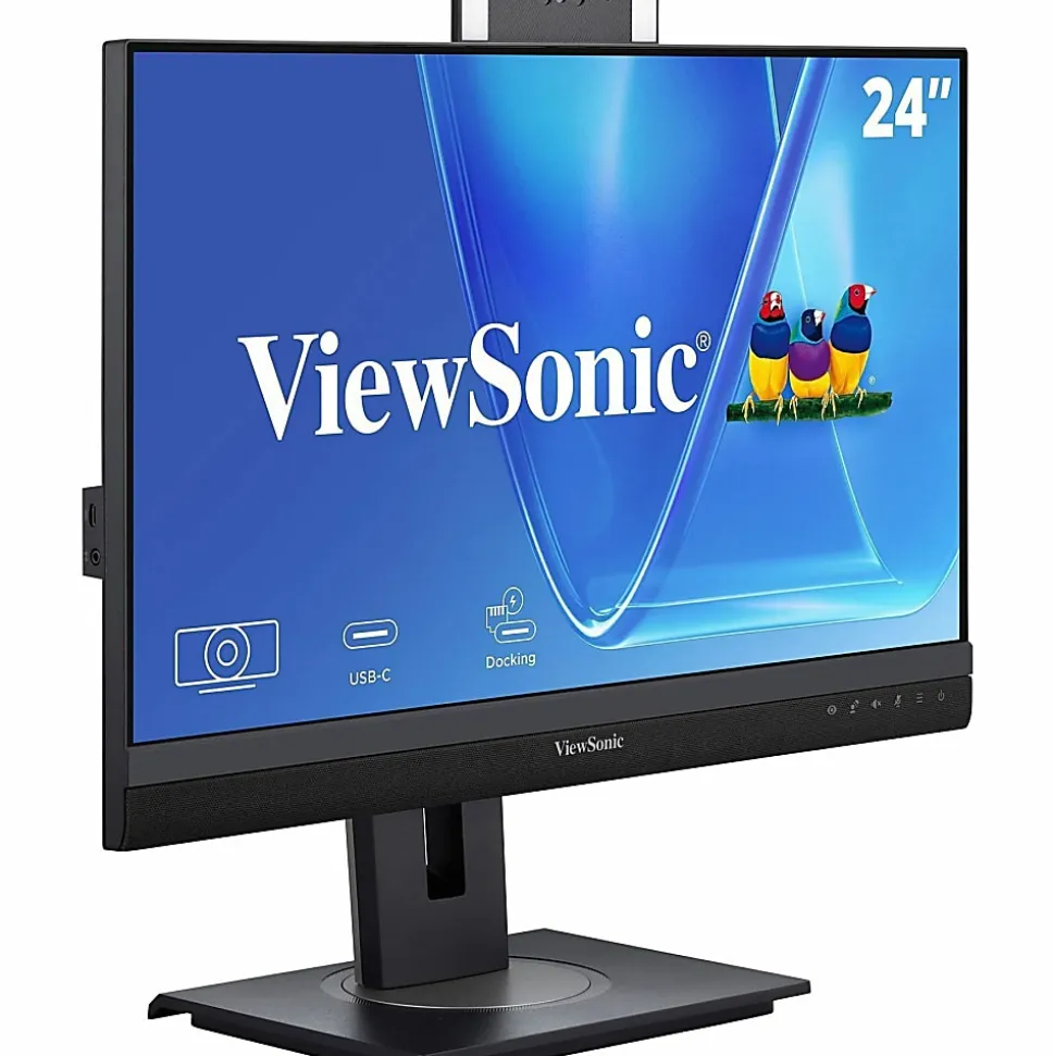 ViewSonic VG2457V 24 Inch 1080p Video Conference Docking Monitor with Windows Hello Compatible IR Webcam, Advanced Ergonomics, and 90W USB C