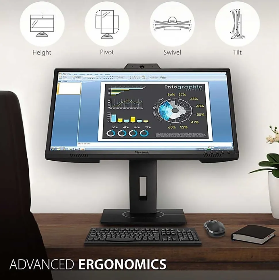 ViewSonic® VG2440V 24" 1080p Ergonomic IPS Monitor