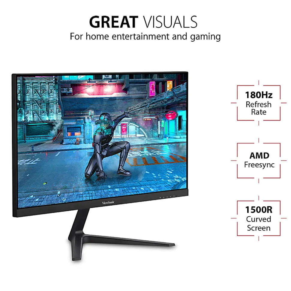 ViewSonic VX2418C 24" 1080p 1ms 180Hz Curved Gaming Monitor, FreeSync Premium