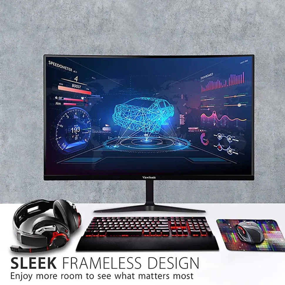 ViewSonic® VX2718-2KPC-MHD 27” QHD LCD 1ms 180Hz Curved Gaming Monitor, FreeSync Premium