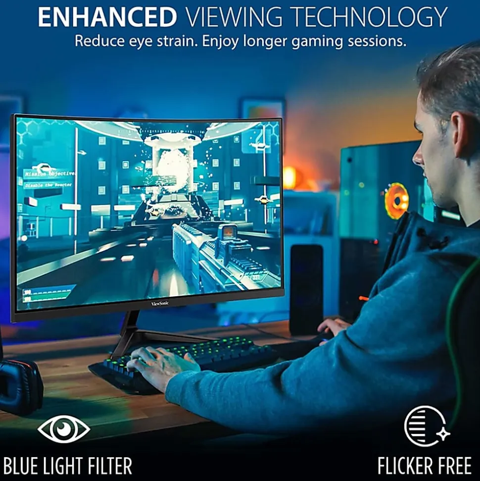 ViewSonic® VX2718-2KPC-MHD 27” QHD LCD 1ms 180Hz Curved Gaming Monitor, FreeSync Premium