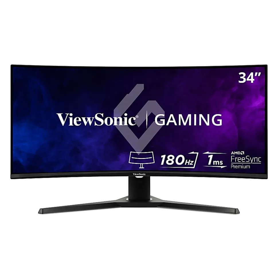 ViewSonic® VX3418-2KPC 34” WQHD LED 1ms 180Hz Gaming Monitor, FreeSync Premium