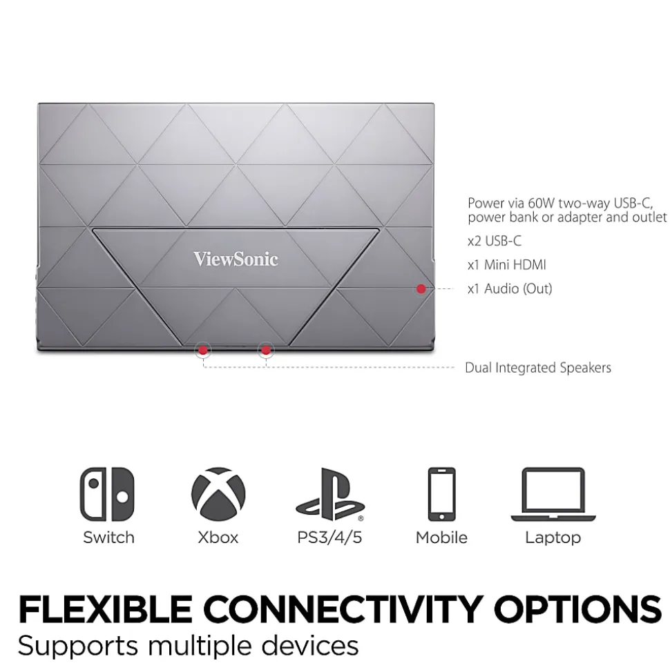 ViewSonic® VX1755 17.2" Portable 1080p 144Hz IPS Gaming Monitor, FreeSync Premium
