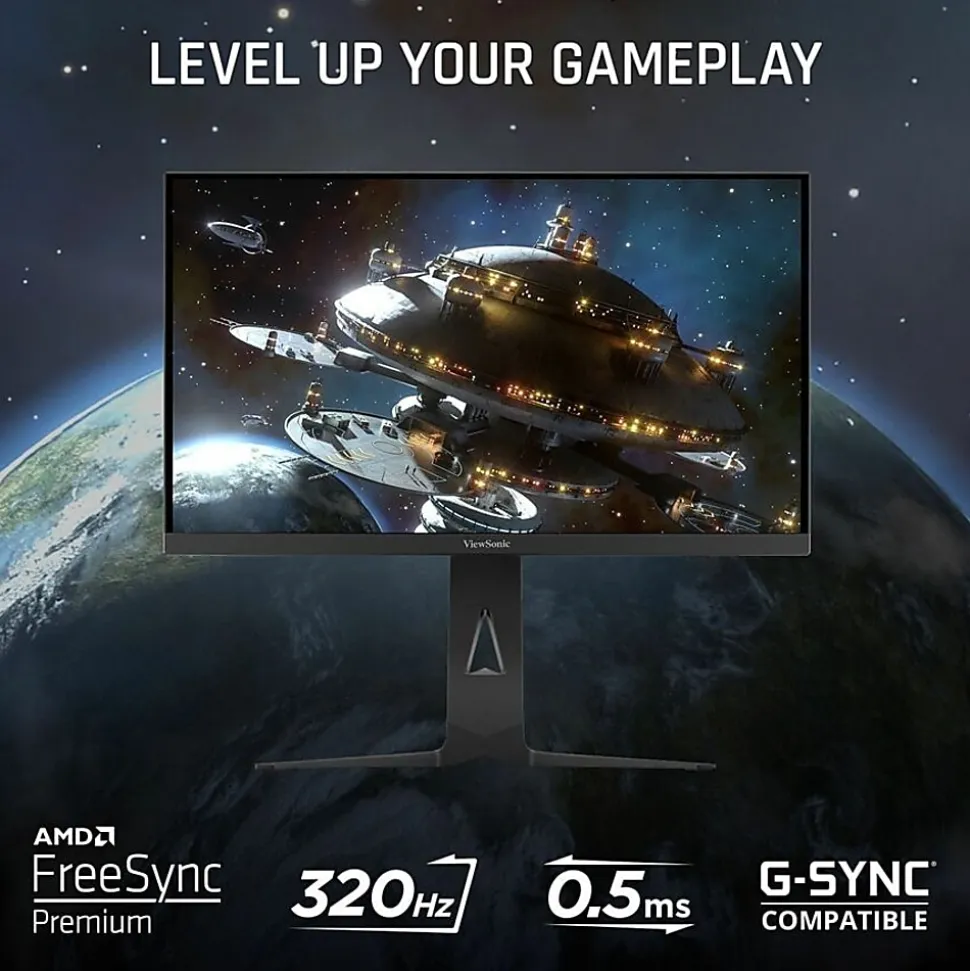ViewSonic XG275D-4K 27" 4K UHD Gaming Monitor With Switchable Refresh Rate Up to 320Hz, 0.5ms Response Time, AMD FreeSync Premium