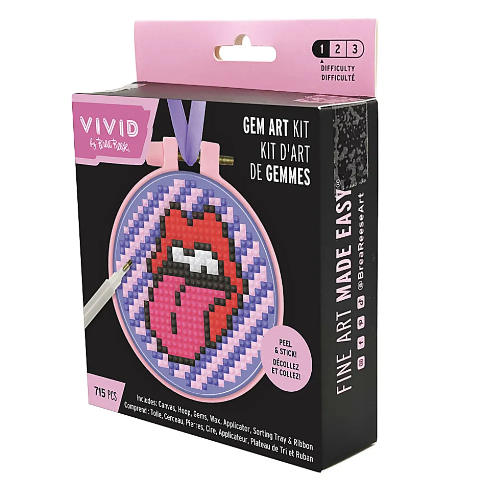Vivid by Brea Reese® Mini Hoop Gem Art Kit, Rock ‘n’ Roll Lips, 3-1/2"