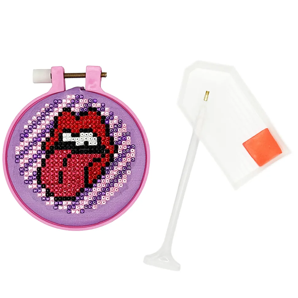 Vivid by Brea Reese® Mini Hoop Gem Art Kit, Rock ‘n’ Roll Lips, 3-1/2"