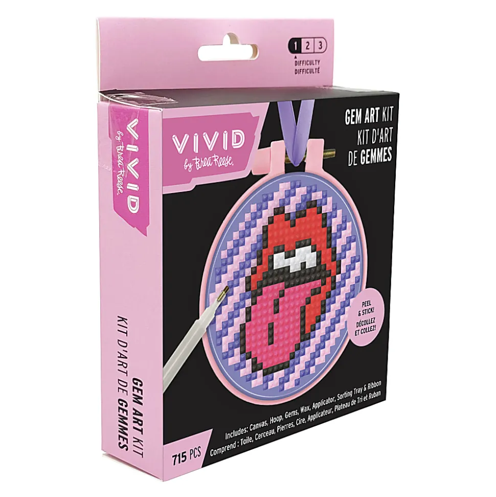 Vivid by Brea Reese® Mini Hoop Gem Art Kit, Rock ‘n’ Roll Lips, 3-1/2"