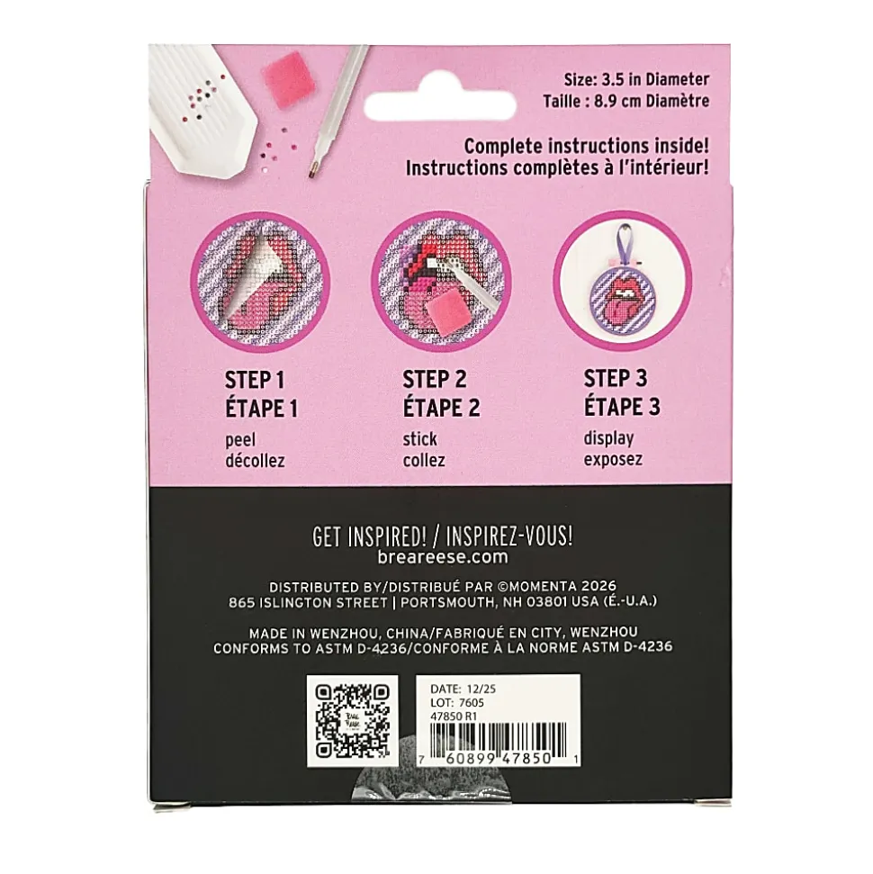 Vivid by Brea Reese® Mini Hoop Gem Art Kit, Rock ‘n’ Roll Lips, 3-1/2"