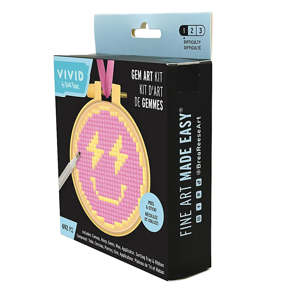 Vivid by Brea Reese® Mini Hoop Gem Art Kit, Smiley Face, 3-1/2"