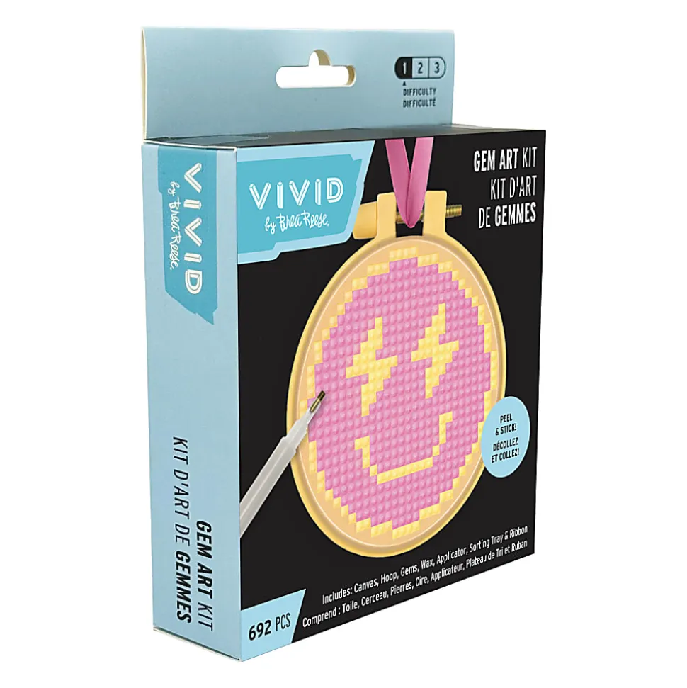 Vivid by Brea Reese® Mini Hoop Gem Art Kit, Smiley Face, 3-1/2"