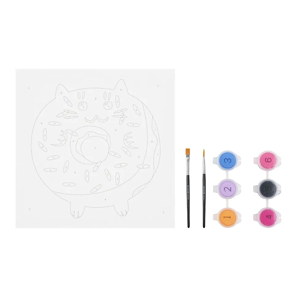 Vivid by Brea Reese® Mini Paint-by-Number Acrylic Kit, Kawaii Cat Donut