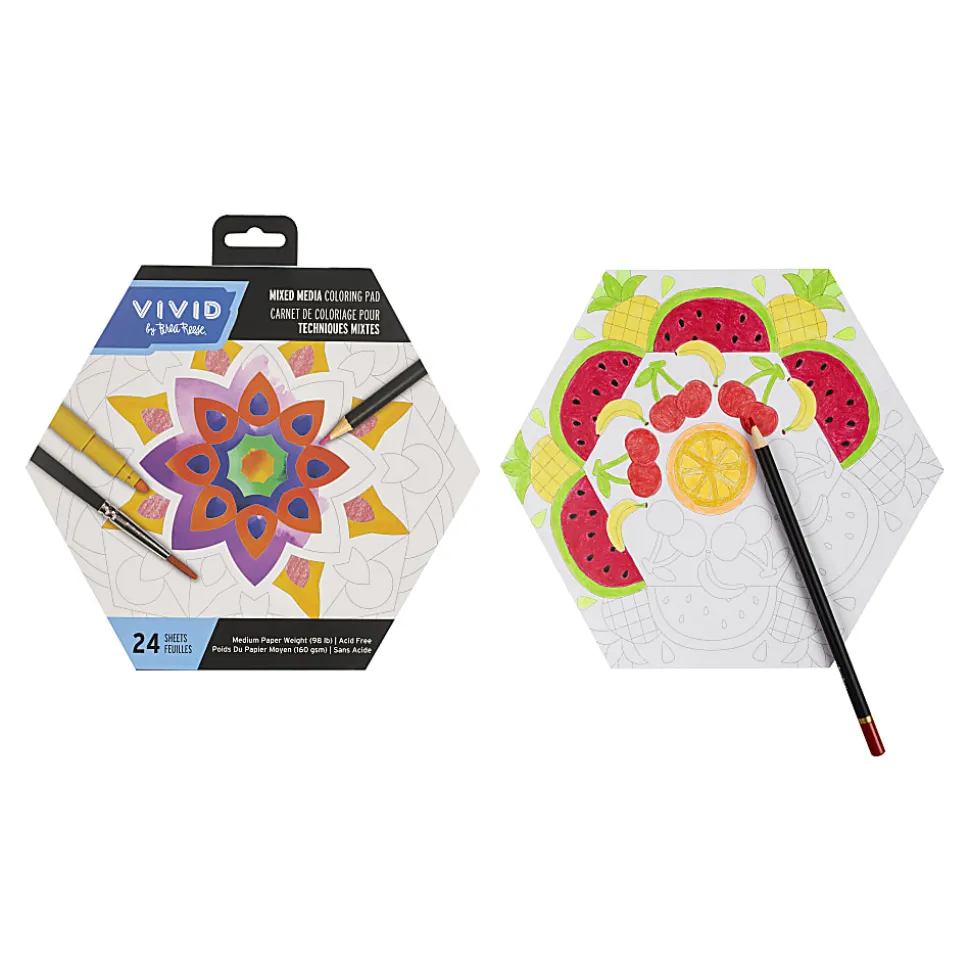 Vivid by Brea Reese® Shaped Mixed Media Paper Pad, 8-1/2" x 9-1/2", Mandala, Pad Of 24 Sheets