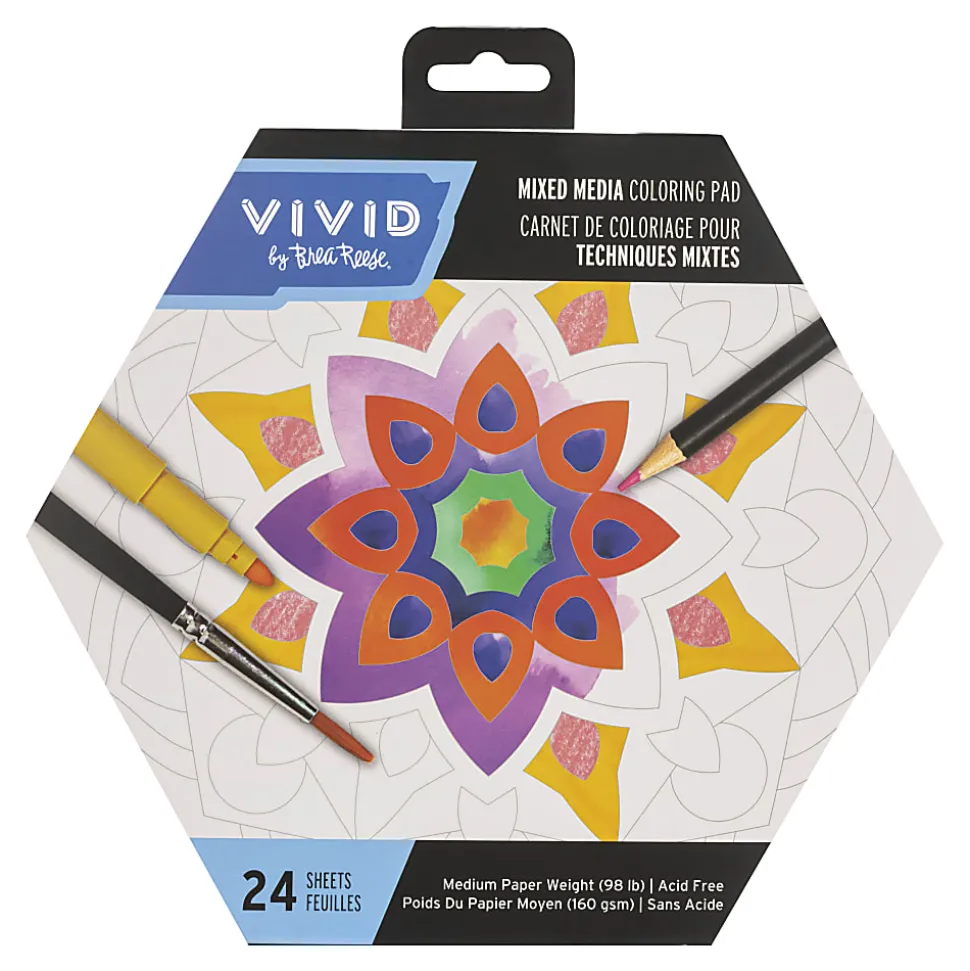 Vivid by Brea Reese® Shaped Mixed Media Paper Pad, 8-1/2" x 9-1/2", Mandala, Pad Of 24 Sheets