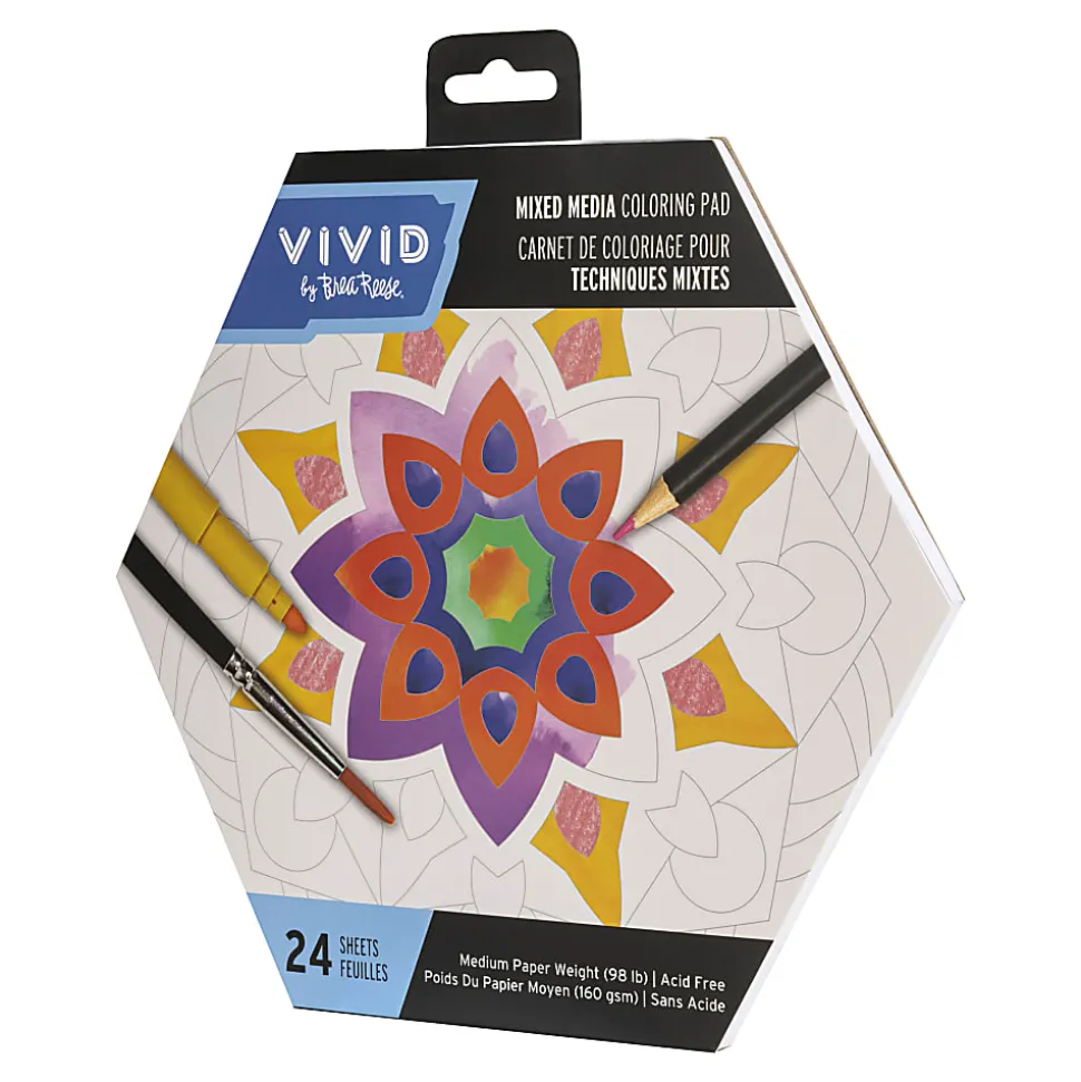 Vivid by Brea Reese® Shaped Mixed Media Paper Pad, 8-1/2" x 9-1/2", Mandala, Pad Of 24 Sheets