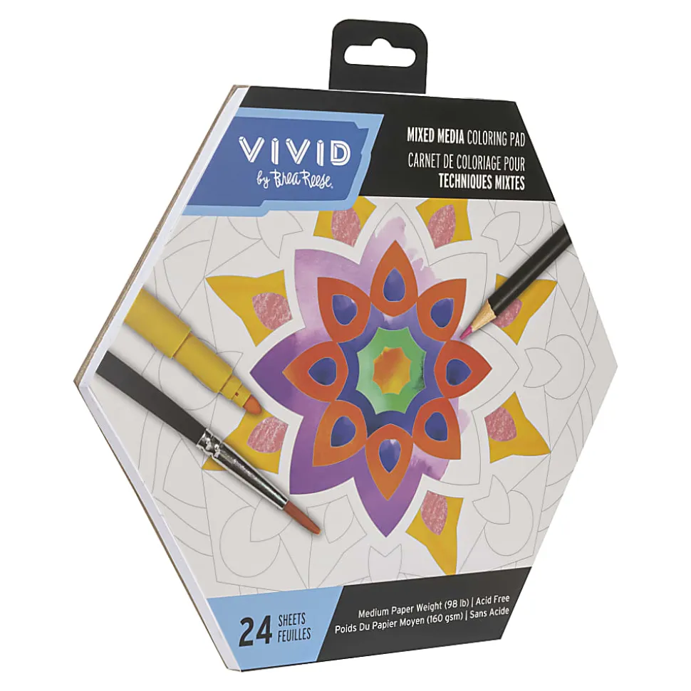 Vivid by Brea Reese® Shaped Mixed Media Paper Pad, 8-1/2" x 9-1/2", Mandala, Pad Of 24 Sheets