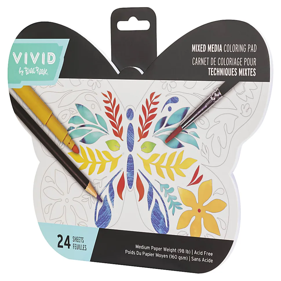 Vivid by Brea Reese® Shaped Mixed Media Paper Pad, 9-3/4" x 7-1/2", Butterfly, Pad Of 24 Sheets