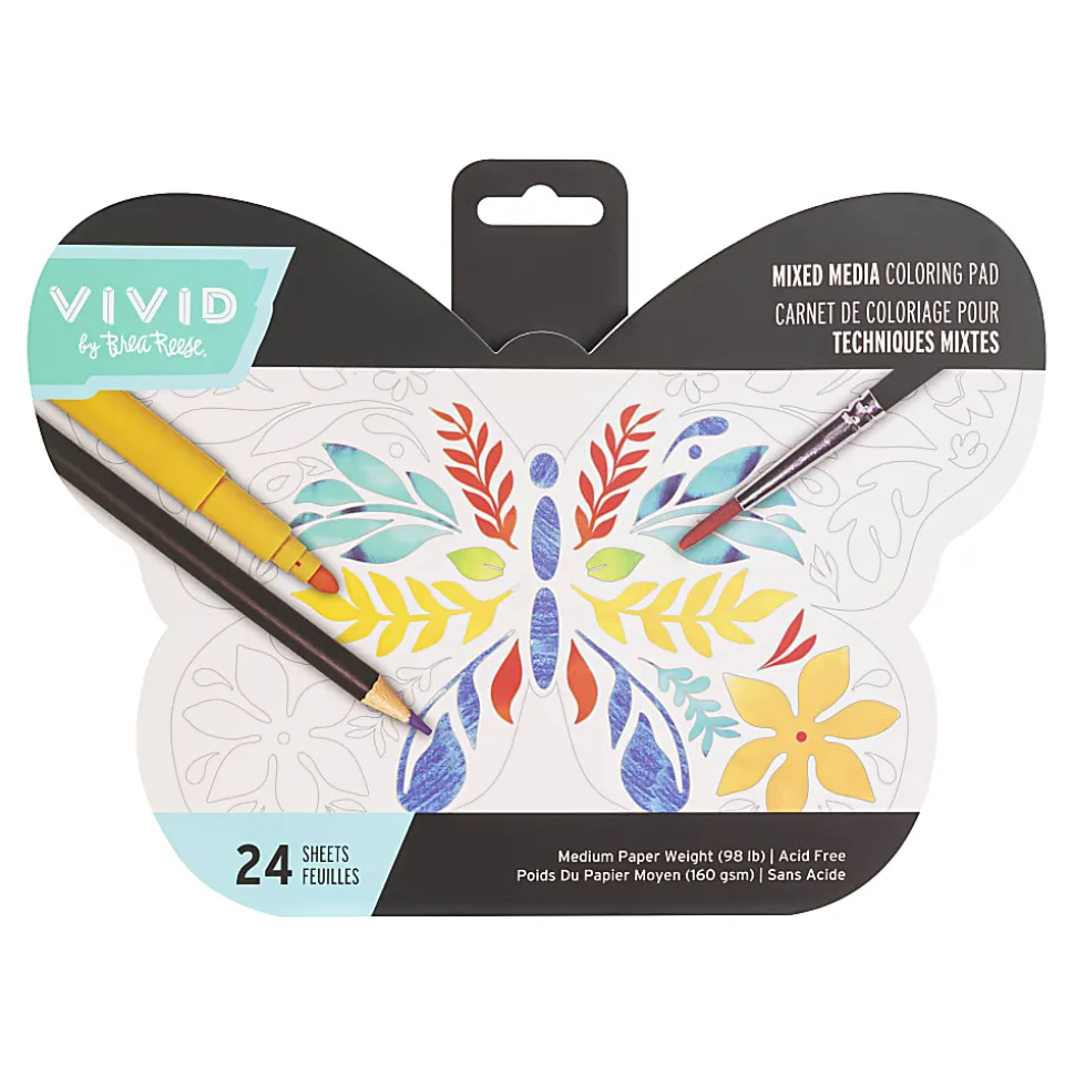 Vivid by Brea Reese® Shaped Mixed Media Paper Pad, 9-3/4" x 7-1/2", Butterfly, Pad Of 24 Sheets