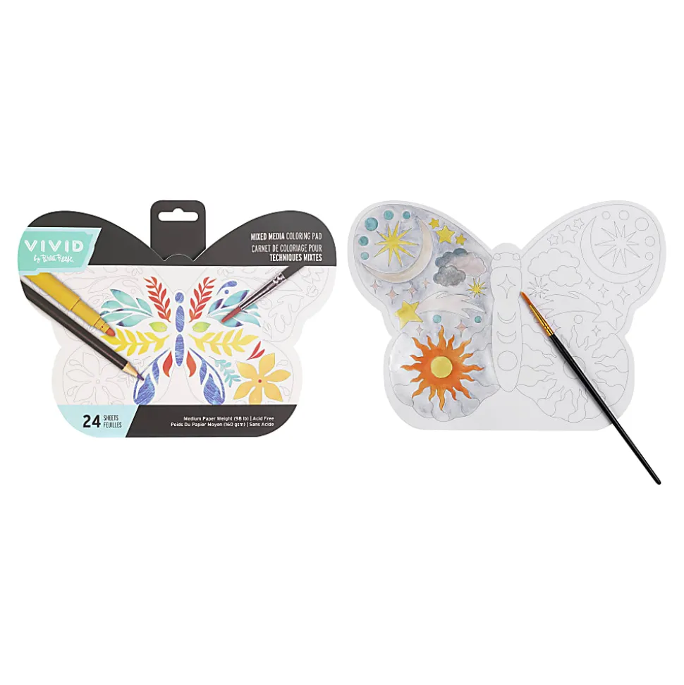 Vivid by Brea Reese® Shaped Mixed Media Paper Pad, 9-3/4" x 7-1/2", Butterfly, Pad Of 24 Sheets