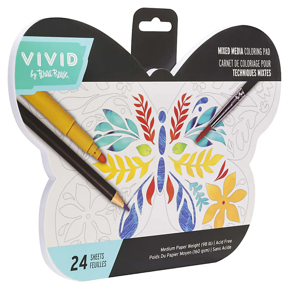Vivid by Brea Reese® Shaped Mixed Media Paper Pad, 9-3/4" x 7-1/2", Butterfly, Pad Of 24 Sheets