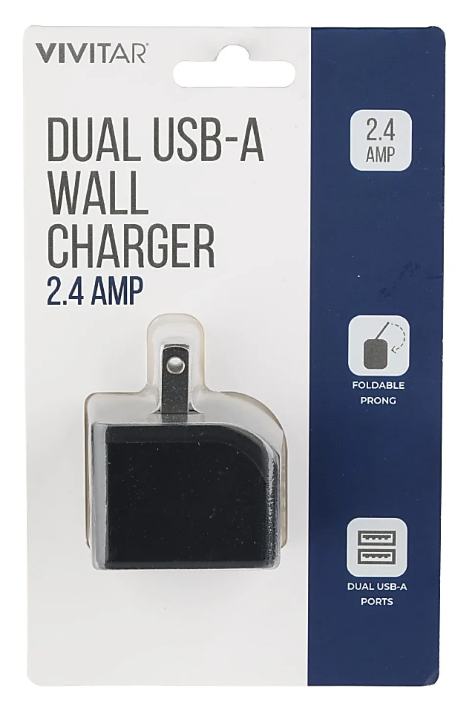 Vivitar Dual USB-A Wall Charger, Black, NIL6002-BLK-STK-24