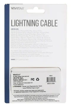 Vivitar Lightning To USB-A Cable, 6', Gray, NIL1006-GRY-STK-24