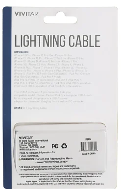 Vivitar Lightning To USB-A Cable, 6', Navy, NIL1006-NAV-STK-24