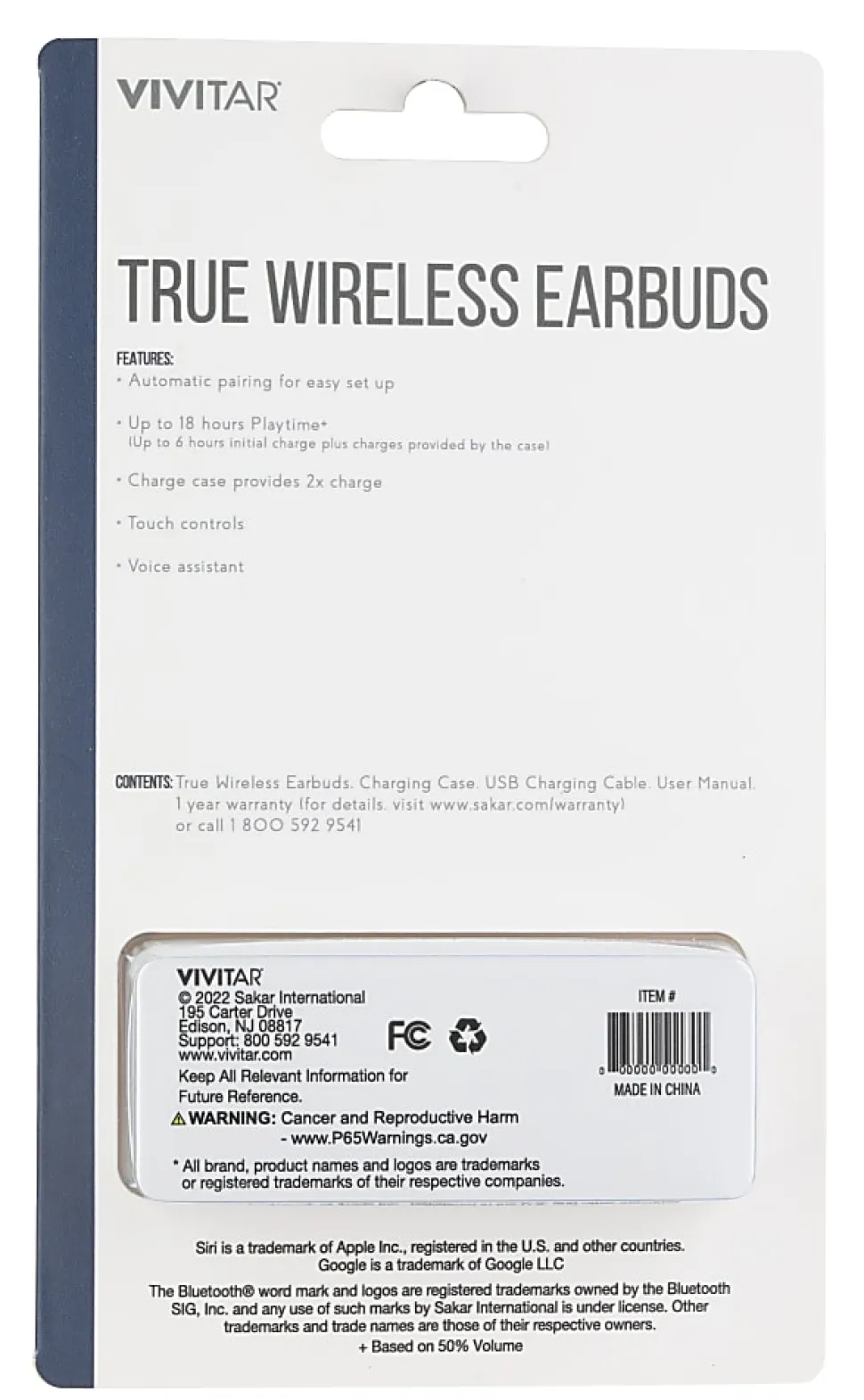 Vivitar True Wireless Bluetooth® Earbuds, Black