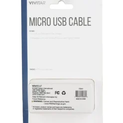 Vivitar USB-A To Micro USB Cable, 6', White, NIL5006-WHT-STK-24