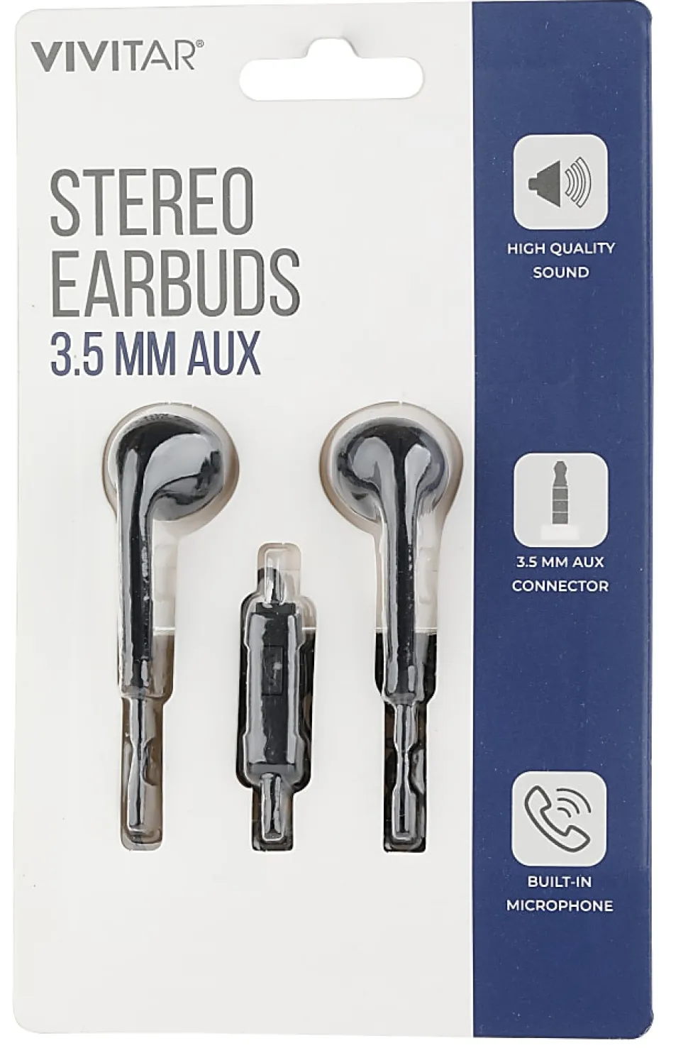 Vivitar Wired Stereo Earbuds, Black, NIL8001