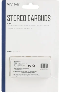Vivitar Wired Stereo Earbuds, White, NIL8001