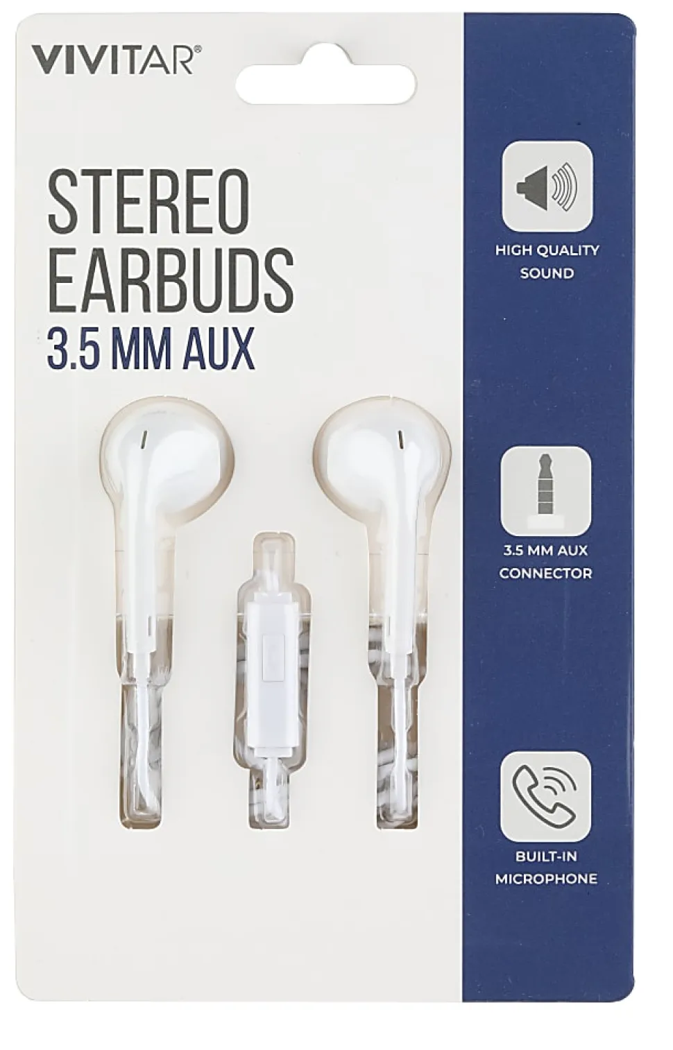 Vivitar Wired Stereo Earbuds, White, NIL8001
