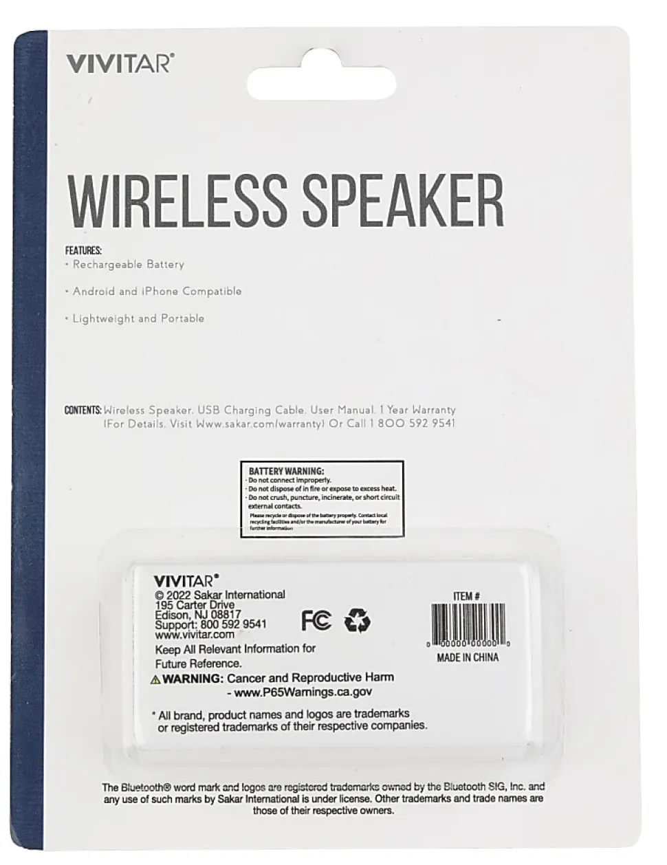 Vivitar Wireless Bluetooth® Speaker, White, NIL8004-WHT-STK-24