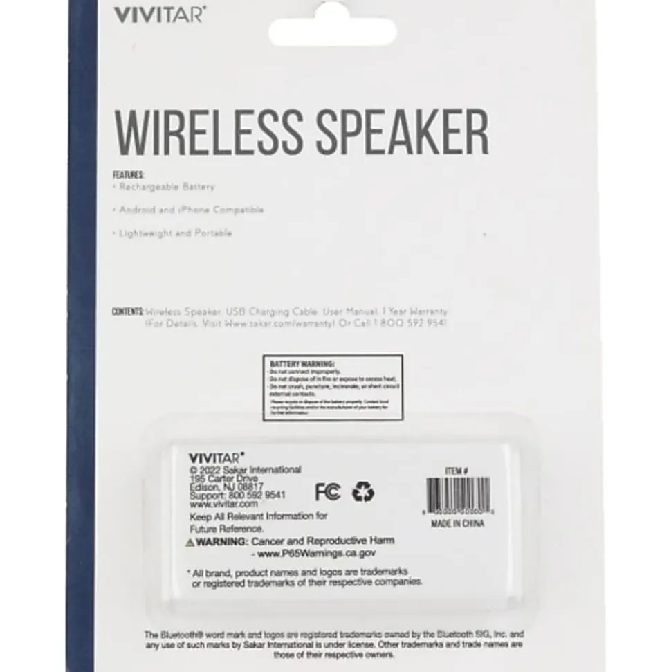 Vivitar Wireless Bluetooth® Speaker, White, NIL8004-WHT-STK-24