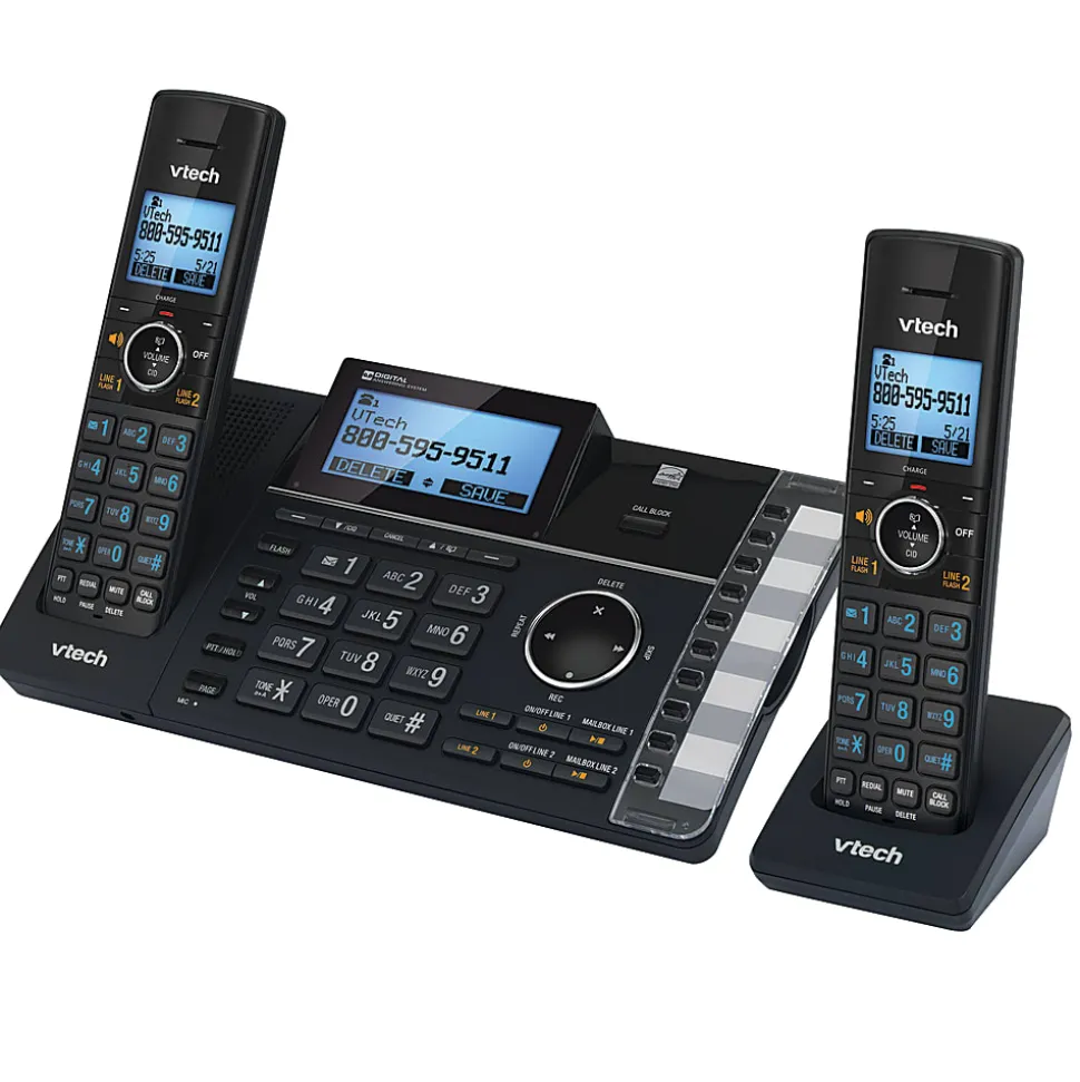 VTech® DS6251-2 DECT 6.0 Expandable 2-Line Cordless Phone With Answering System, 80-1375-00