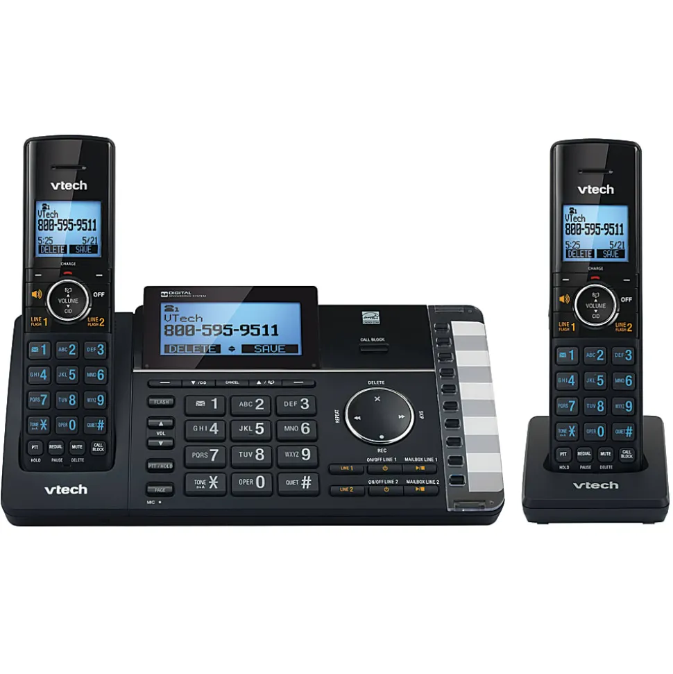 VTech® DS6251-2 DECT 6.0 Expandable 2-Line Cordless Phone With Answering System, 80-1375-00