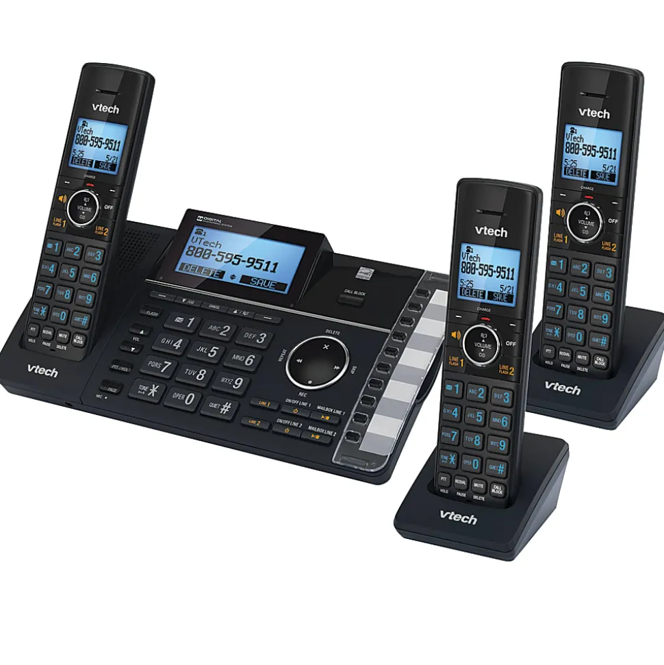 VTech® DS6251-3 DECT 6.0 Expandable 2-Line Cordless Phone With Answering System, 80-1401-00