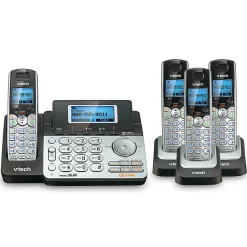 VTech® DS6151 2-Line 4 Handset DECT 6.0 Expandable Cordless Phone Bundle with Digital Answering System