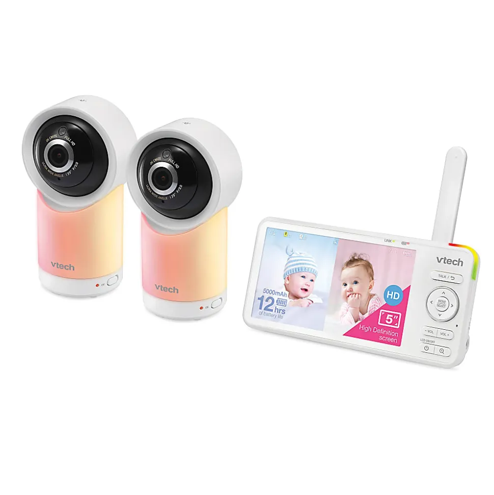VTech Smart Wi-Fi 1080p 2-Camera 360°-Pan-And-Tilt Video Baby Monitor System With 5" Display, RM77662HD