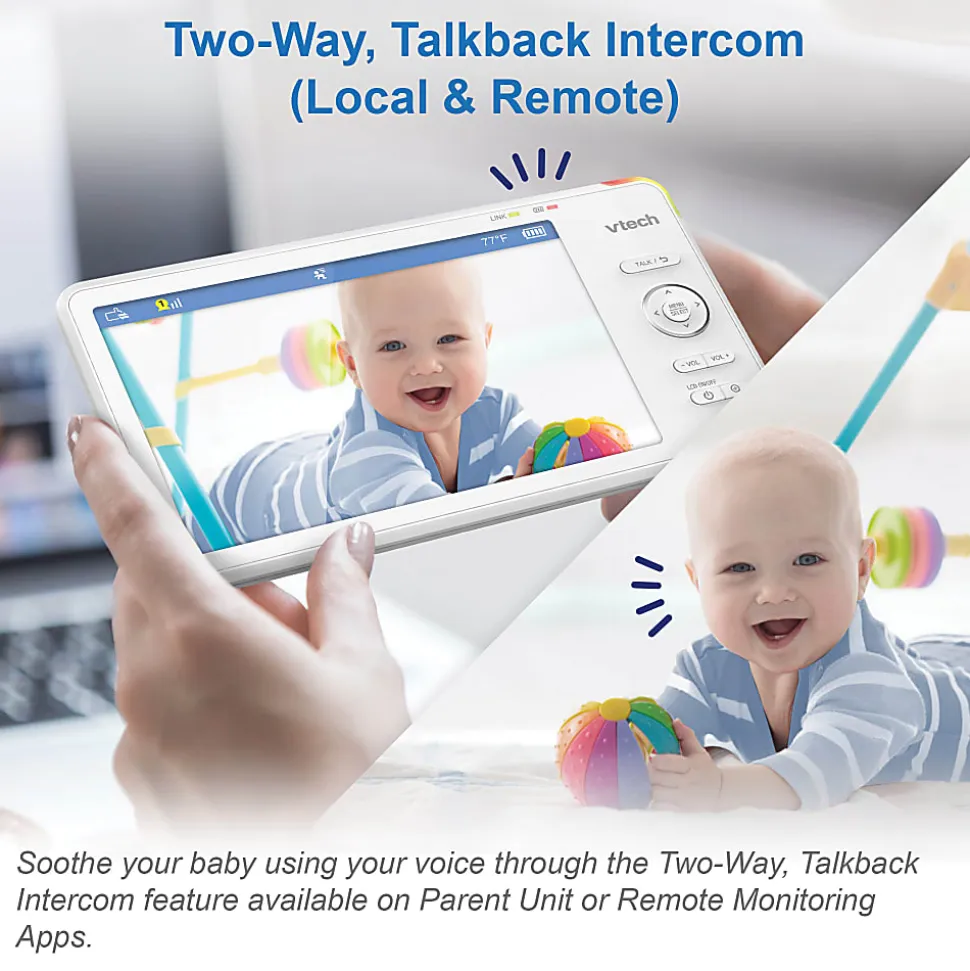 VTech Smart Wi-Fi 1080p 2-Camera 360°-Pan-And-Tilt Video Baby Monitor System With 5" Display, RM77662HD