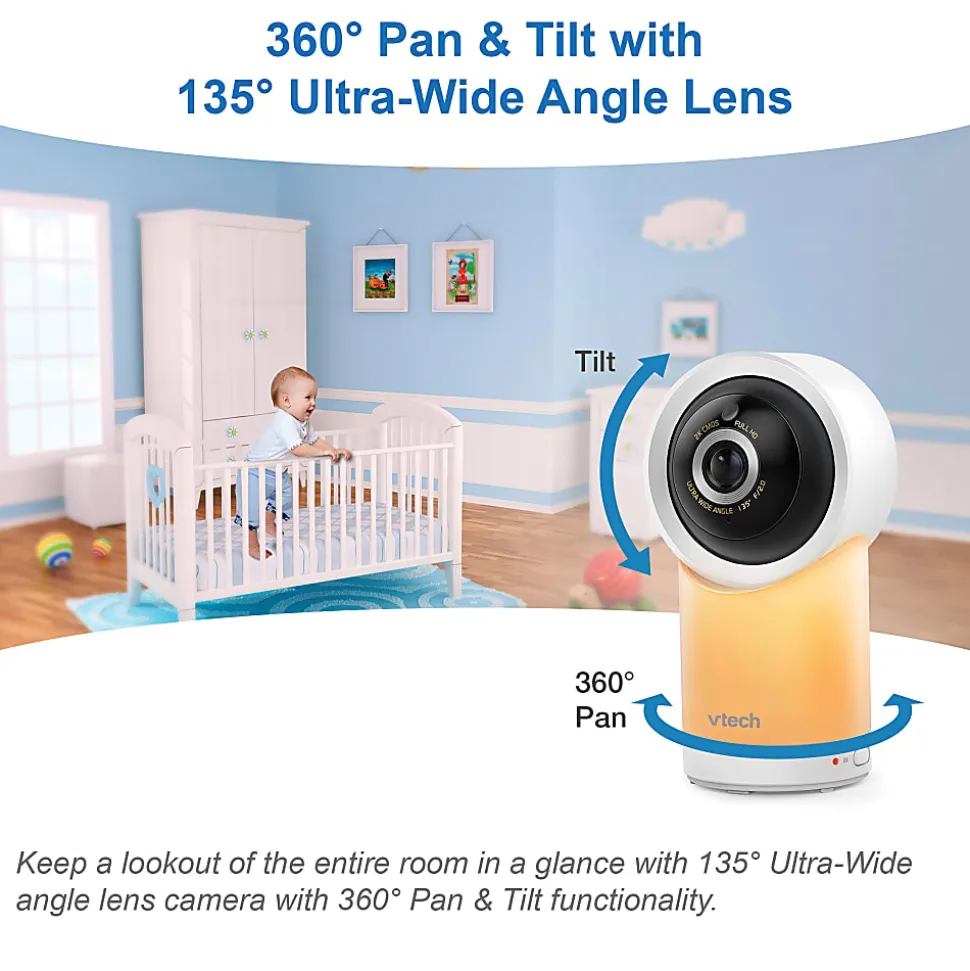 VTech Smart Wi-Fi 1080p 2-Camera 360°-Pan-And-Tilt Video Baby Monitor System With 5" Display, RM77662HD