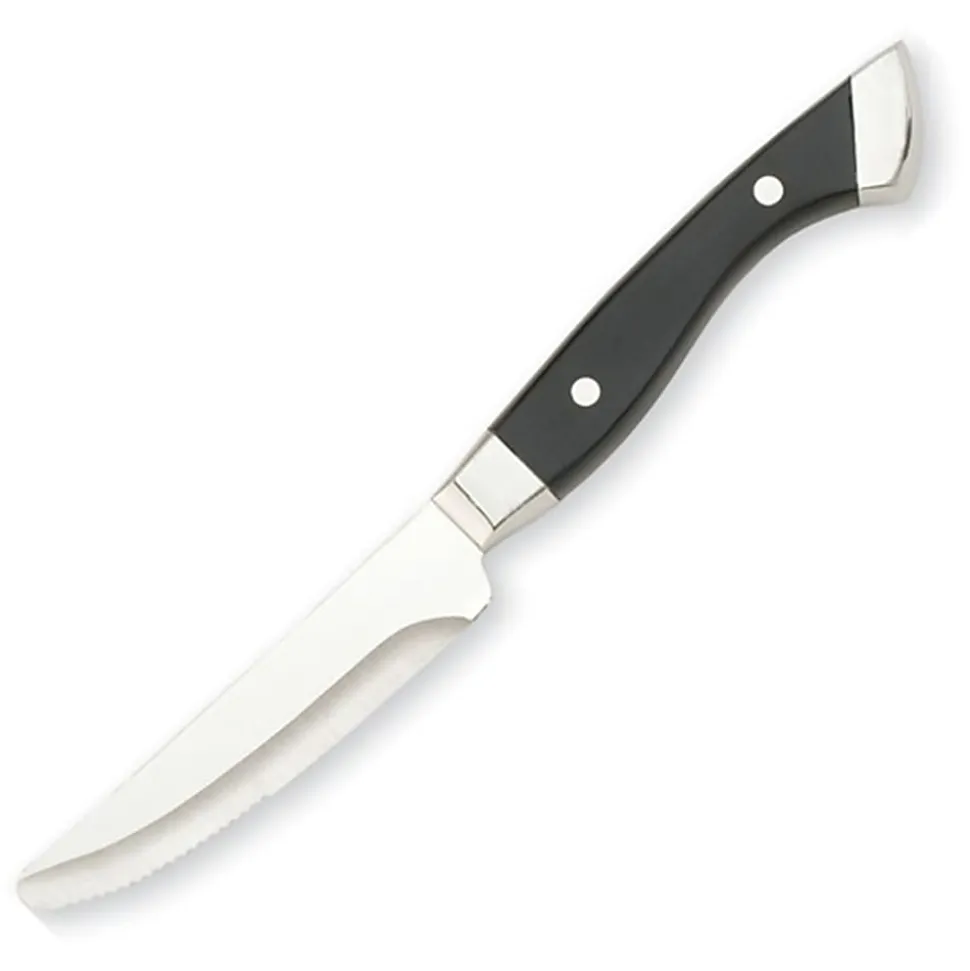 Walco Boston Chop Stainless Steel Steak Knives, 5", Black, Pack Of 12 Knives