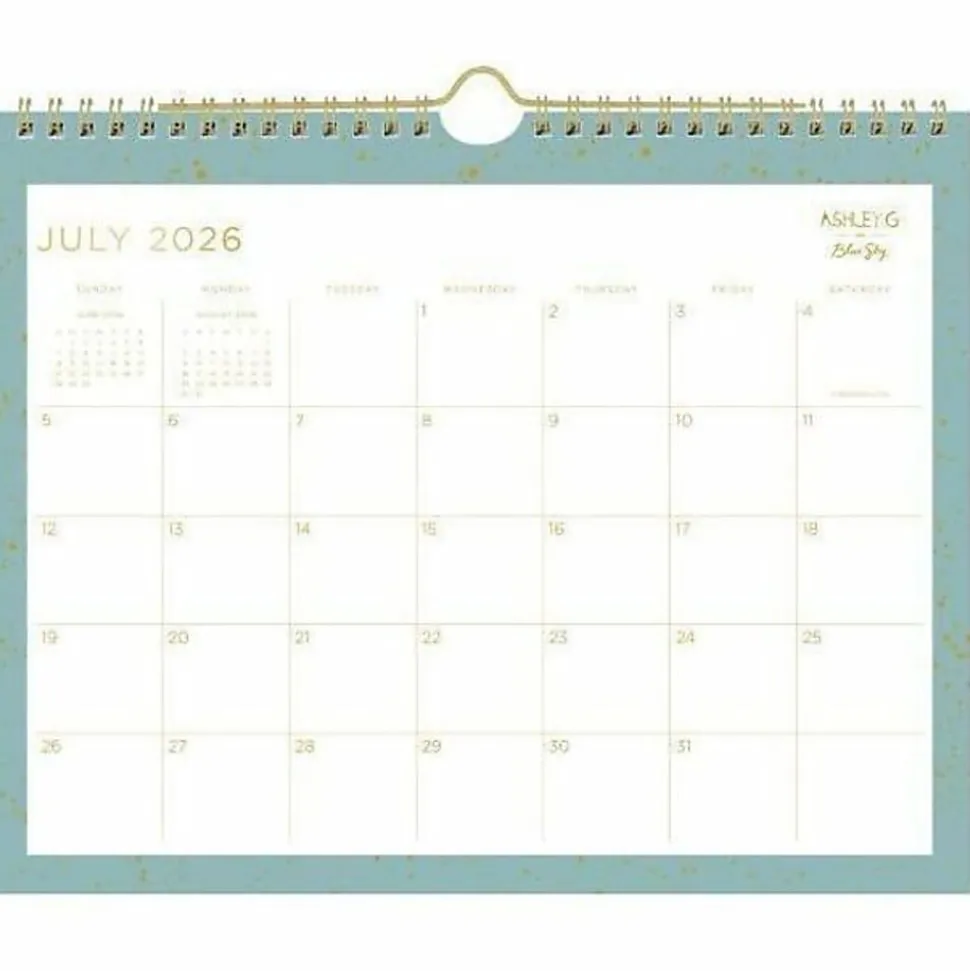 Wall Calendar AG Splatter Dot Jade - 11x8.75 AY26-27 Monthly Safety Wirebound -