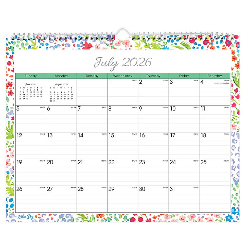 Wall Calendar BS Ditsy Dapple Light - 15x12 AY26-27 Monthly Safety Wirebound -