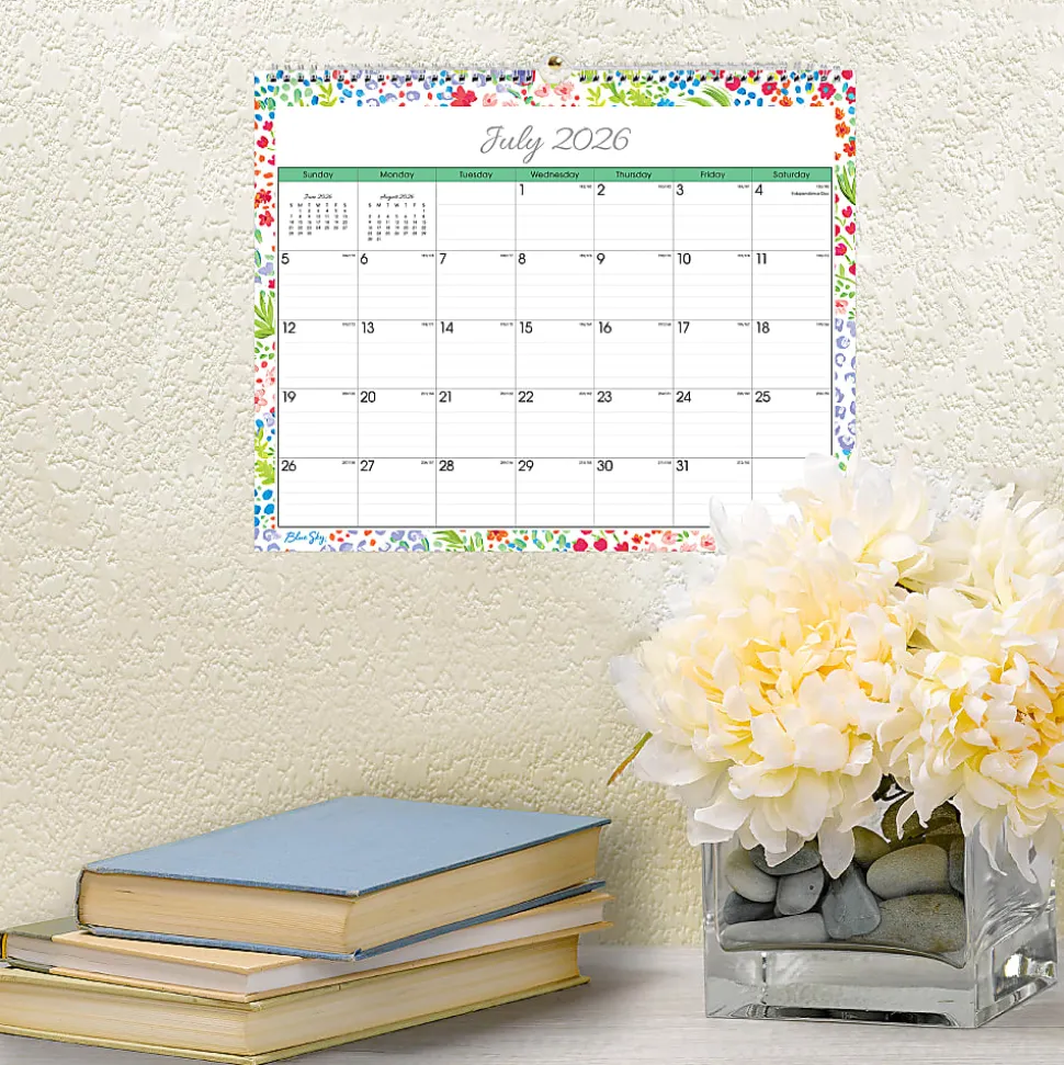 Wall Calendar BS Ditsy Dapple Light - 15x12 AY26-27 Monthly Safety Wirebound -